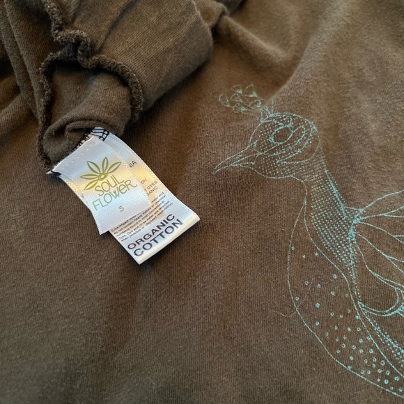 Soul Flower. Size Small. Grey/brown tone with teal peacock detailing maxi skirt. - Picture 4 of 5
